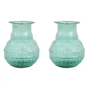 2x LVD Bud Vase Bubble Glass Home/Lounge Tabletop Boho Decor Small Green Velvet