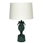 [Florabelle Living] Bermuda Antique Bronze Pineapple Table Lamp with Off White Shade