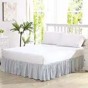 [Laura Ashley] Home - Cotton Ruffled Bedskirt, Lightweight Home Decor with Classic Style (Blue, King)