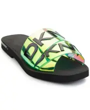 DKNY ISHA GASOLINE AMAZING PVC POOL SLIDES MULES SANDALS 9 9.5 10 I LOVE SHOES