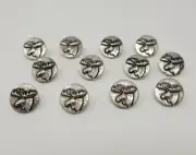 12 pcs Moose Head Antique Silver Molded Plastic Craft Sewing Buttons Round VTG