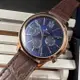 TommyHilfiger手錶, 男錶 44mm 玫瑰金圓形精鋼錶殼 寶藍色三眼, 中三針顯示錶面款 TH00046
