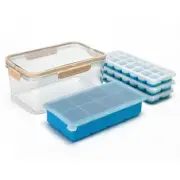 Food grade silicone,Ice Cube Tray with Lid and Bin, Ice Cube Pop Out Tray, Ic...