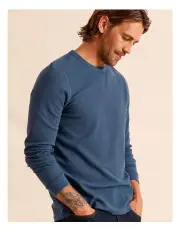 [Maddox] Lars Long Sleeve Rib Crew Tee in Blue