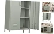 Gray Green Cabinet,Metal Locker Storage Cabinet with Legs,Green Sideboard with