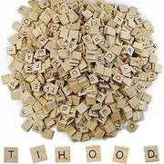 TIHOOD 1000PCS Scrabble Letters for Crafts, Wood Scrabble Tiles, DIY Wood Gift Decoration, Making Alphabet Coasters and Scrabble Crossword Game