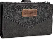 [Montana West] × Wrangler Small Wallet for Women Designer Bifold Wallet Women'S Wallets, Card Cases & Money Organizers, Embossed-Black