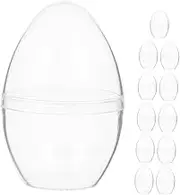 Alipis Flat Bottom Easter Eggs 12 Pack Fillable Plastic Ornaments for Party Easter Decorations