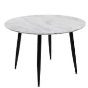 Round Dining Table Marble Effect Table White