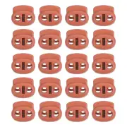 0.7x0.8" Cord Locks, 30 Pack Double Hole Spring End Toggle Stopper, Brown