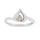 14k White Gold Round Opal Heart Ring