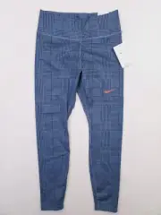 Nike Leggings Womens Medium Blue Glenn Check Plaid Compression Yoga Pants NWT