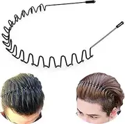 Metal Hair Band for Men Headband Women Hair Bands Men Unisex Black Wavy Spring Outdoor Sports Headbands for Men's Hair Band Hoop Elastic Non Slip Head Band
