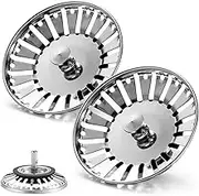 (2 Pack) Upgraded Kitchen Sink Plug Strainer Stainless Steel Strainers Sink Plugs Replacement for Food/Hair Catcher - UK Sinks Hole Diameter 84mm