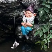 Gnomes Decoration for Yard Outdoor Garden Decor 9.7 Inch Fishing Gnome Statue