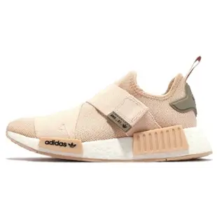 【adidas 愛迪達】休閒鞋 NMD_R1 W Strap 女鞋 粉橘 白 BOOST 襪套 魔鬼氈 三葉草 愛迪達(GW9469)