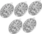 [LALAFINA] 5pcs Photo Locket Necklace Pendant Diy Charm Picture Frame for Necklace Fashionable Locket Charm for Jewelry Making