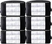 6 Pack Clothes Storage Bags, 90L Large Capacity Foldable Closet Organizers, Foldable Containers Perfect for Bedrooms, Closets (black)
