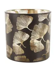 [Maine & Crawford] Maalik Glass Ginkgo Candle Holder Storage 15cm in Black/Gold