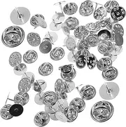 CIMAXIC 50 Sets Locking Pin Keeper Tie Enamel Pin Backs Pin Badge Making Kit Fastening Clips Clear Heart Push Trading Pin Backings for Enamel Buttons Brooch Pin Blanks Lap Hat Pins Bulk