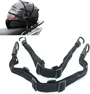 IDS 2 Pcs Motorcycle Helmet Luggage Rope Bungee Cord Bandage Strapping Tape Elastic Strap with 2 hooks Black