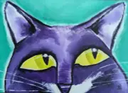 Black Cat Painting Original "Mischievous Mustache" Samantha McLean (3.5x2.5in.)