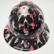 full brim hard hat custom hydro dipped IN BOODY SKULL ABSTRACT SKULLS SKULL CAMO