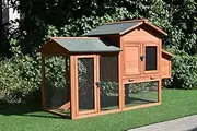 PawHub Extra Large Wooden Chicken Coop Rabbit Hutch Hatch Box with Run Red