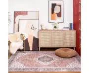 Large Rug Light Brown Neutral Diamond Boho Carpet Washable Non Slip Mat Runner