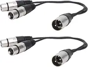 XLR Y Splitter Cable,Double Shielding Dual Female XLR to Male Y Cable,Balanced Connection Splitter Microphone, for Durability, PVC OFC (2 Pieces)