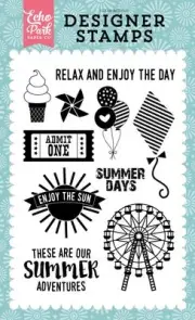ECHO PARK "HAPPY SUMMER" DESIGNER ACRYLIC STAMPS PARKS FAIRS SCRAPJACK'S PLACE