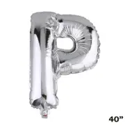 40" SILVER Letter P Mylar Foil Balloon 1 pc Party BackDrop Decorations Supply