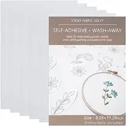 HSHGZSR Sticky Water Soluble Embroidery Stabilizer, Self Adhesive Wash Away Stabilizer, Paper Stabilizer, Wash Away Embroidery Stabilizer for Print or Draw Patterns Hand Machine Embroidery (5pcs)