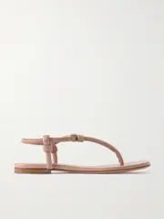 [Gianvito Rossi] Gianvito Rossi - Juno Thong Knotted Leather Sandals - Neutral - IT38 IT 38 Neutrals