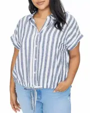 SANCTUARY Women's Tie Front Button Down Top - Shirt, Size M, Over Sized, NwT