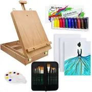 Artistic Masterpiece Deluxe Art Set - Complete 27 Piece Kit with Tabletop Easel,