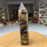 490g WOW! Natural Rare Pietrsite Crystal Obelisk Quartz Tower Point Healing