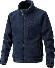 [Qolkmuiy-GJ] Men's Classic Full Zip Soft Shell Pullover Fleece Tactical Fleece Jacket Winter Windproof Soft Warm Coats