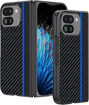[Jarttarn] Carbon Fiber Case Compatible with Pixel 9 Pro Fold Case,Textured Leather Slim Bumper Shell, All Inclusive Lens, Earthquake and Fall Resistant for Google Pixel 9 Pro Fold (Blue)