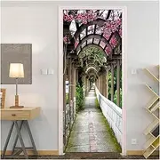 Door Stickers 3D Ladder Door Sticker Natural Scenery Wallpaper Creative Arts Mural PVC Waterproof Self-Adhesive Bedroom Decor Poster(F,90x200cm)