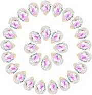 uxcell 36 Pcs 3D Teardrop Rhinestones Diamond Nail Charm Crystal Pointback K9 Glass Rhinestones Crystal Gems for Jewelry Making, Craft, 10x14mm, AB Transparent