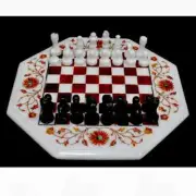 Chess Sets Marble Chess Board with Chess pieces Hand Made Marble Inlay Art