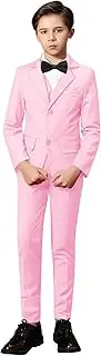[Yanlu] Toddler Suits for Boys Formal Suit Ring Bearer Outfit Kids Dress Clothes for Wedding, Light Pink Light Pink, 3 Years