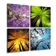 MESESE Art 4 Panels Canvas Wall Art Spring Summer Autumn Winter Four Seasons ...