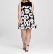 Victoria Beckham Target 2X Mod Mini Dress Floral Sleeveless B/W 100% Cotton NWT