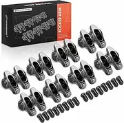 A-Premium 16Pcs Stainless Steel Shaft Mount Rocker Arms Kit with Needle Bearings Compatible with Chevy SBC 350, 1.5 Ratio, 7/16" Studs
