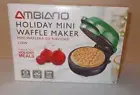 AMBIANO HOLIDAY MINI WAFFLE MAKER Non-stick 4" Christmas Tree Waffles NEW IN BOX