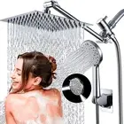 8” Rain Square Shower Head with Handheld Spray Combo High Pressure Adjustable