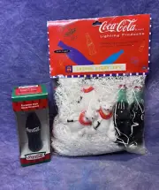 Coca Cola Holiday Set - Polar Bear String Light Set, Coke Bottle Ornament NIB