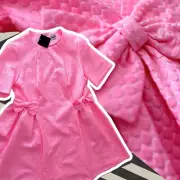 Asos New Neon Pink Raised Textured Polka Dot Bows Dress 14